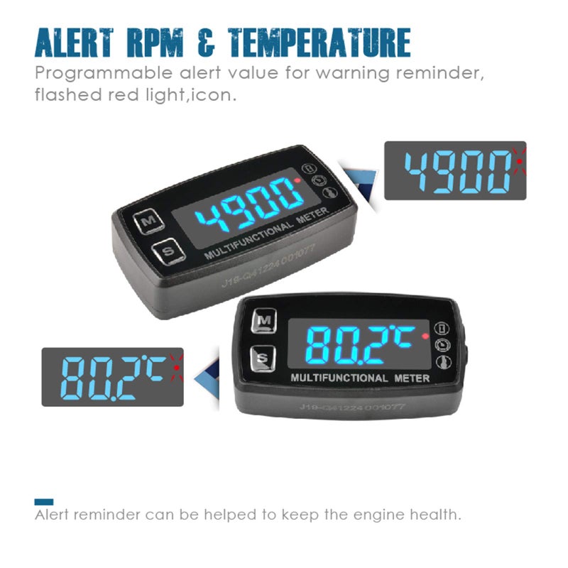 Runleader RL-HM035LT DC12V LED Engine Temp Gauge, Maintenance Hours Tachometer for Gasoline Engine Powered Equipments. - Image 5